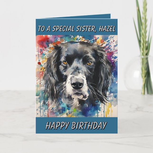 Foto de perro con tarjeta de cumpleaños personaliz (Anverso)