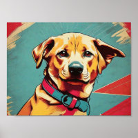 Foto de perro de arte pop - Poste de bloque de col