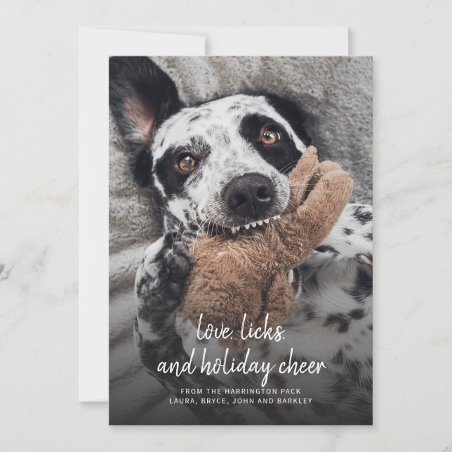 Foto de perro de Navidad Amor Lametones y Alegría  (Anverso)