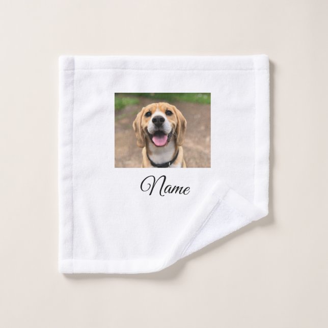 Foto de perro gato añadir nombre mascota personali (Toallita)