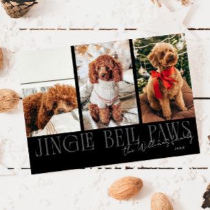 Foto de perro negro de Navidad con Jingle Bell Paw