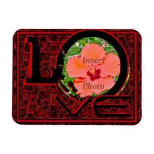 Foto de personalizable AMAR imán de rosas rojas