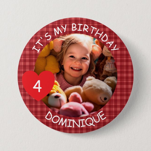 Foto De personalizable, Nombre Y Botón Cumpleaños  (Anverso)