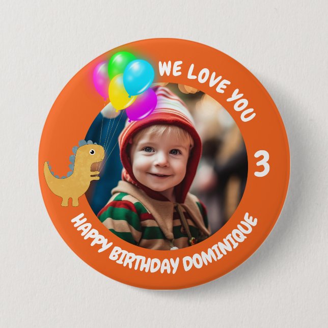 Foto De personalizable, Nombre Y Botón Cumpleaños  (Anverso)