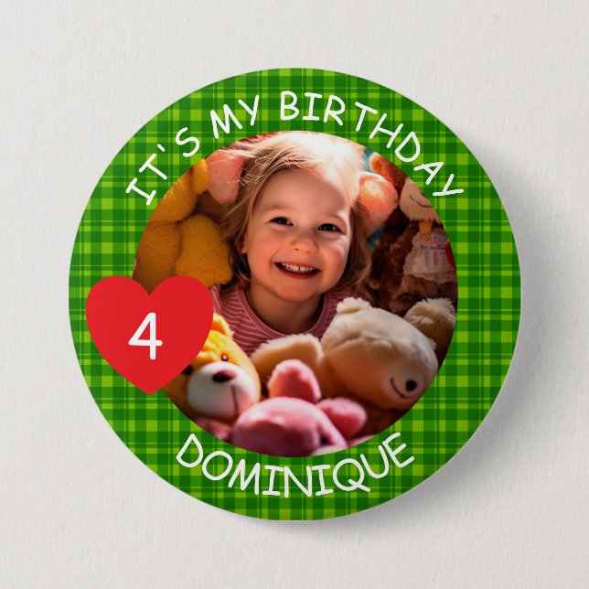 Foto De personalizable, Nombre Y Botón Cumpleaños  (Anverso)