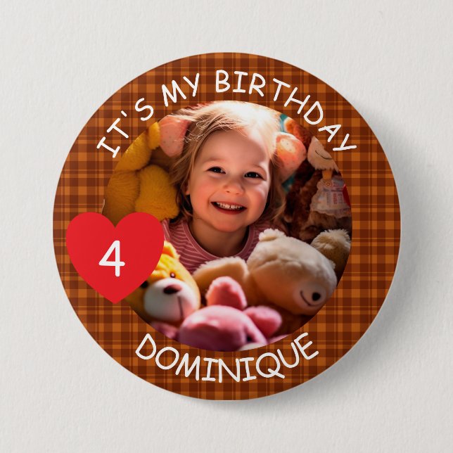 Foto De personalizable, Nombre Y Botón Cumpleaños  (Anverso)