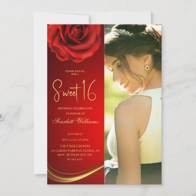 Foto de personalizable Sweet 16 Invitación (Anverso)
