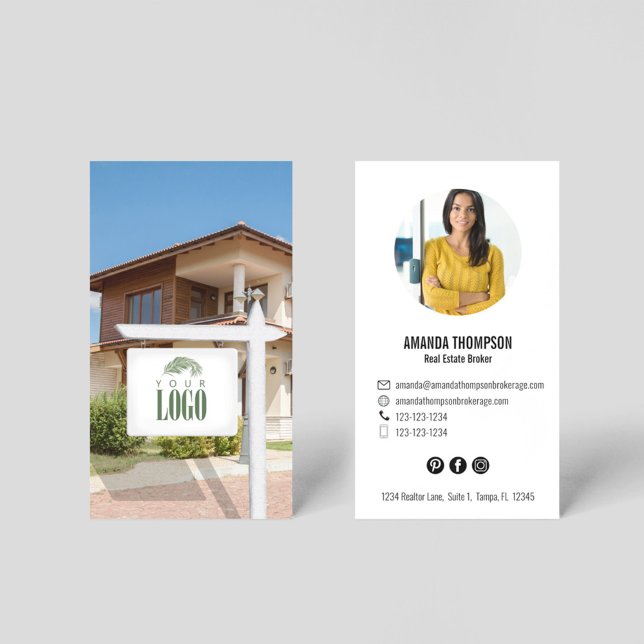 Foto de Personalizado de Realtor Añadir su tarjeta (Real estate agent or broker business card template.)