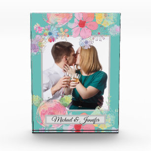 Foto de Personalizado floral Verde azulado y Shabb