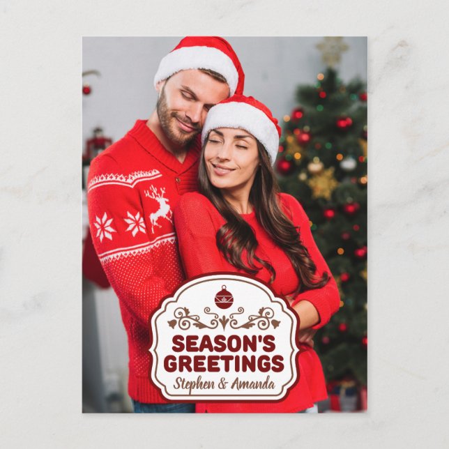 Foto de personalizado y nombres postal de Season's (Anverso)