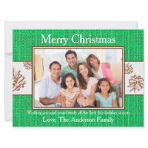 Foto de Pinecones de Burlap verde - Tarjeta de Nav