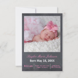 Foto de pizarra rosa - Anuncio de nacimiento 3x5