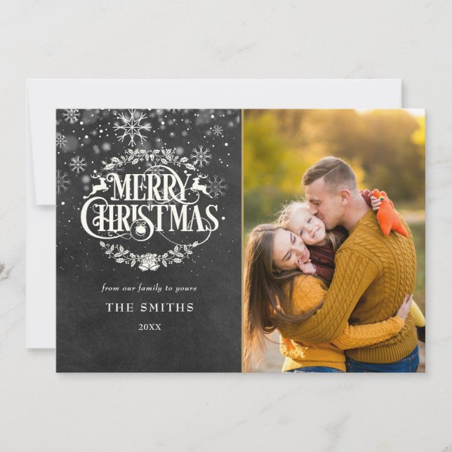 Foto de pizarrón boho de copos de nieve de Navidad (Anverso)