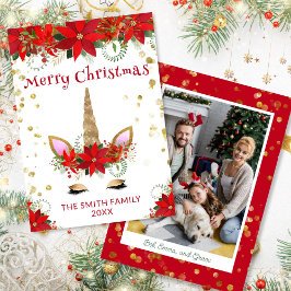 Foto de Poinsettia Unicorn con tarjeta de Navidade