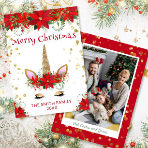 Foto de Poinsettia Unicorn con tarjeta de Navidade