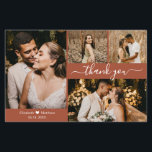 Foto de presupuesto Tarjeta de agradecimiento a Bo<br><div class="desc">Elegante y moderno Boda de Collage de fotos Terracotta 4 Gracias a una delgada carta asequible de bajo presupuesto. Elegante plantilla de agradecimiento boda con cuatro fotos en la parte delantera y una en la parte posterior. Con el texto "Gracias" en una letra de escritura tipográfica con letras a mano...</div>