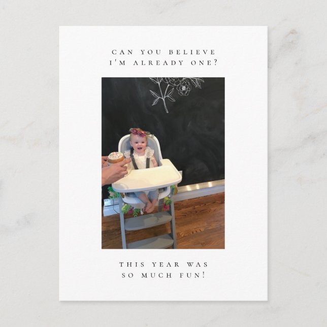 foto de primer cumpleaños gracias postal (Anverso)