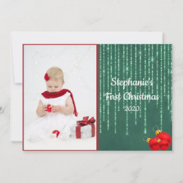 Foto de primer Navidad del bebé con brillo platead