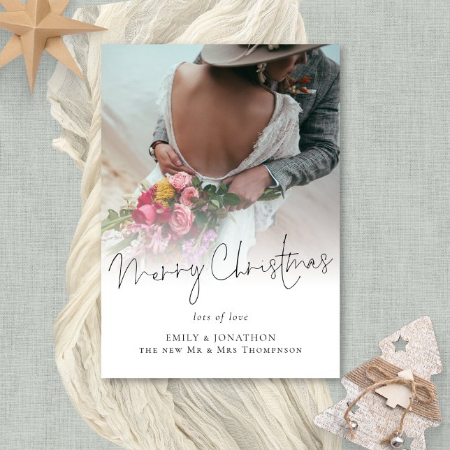 Foto de recién casados superpuesta Feliz Navidad (Available digitally or printed)
