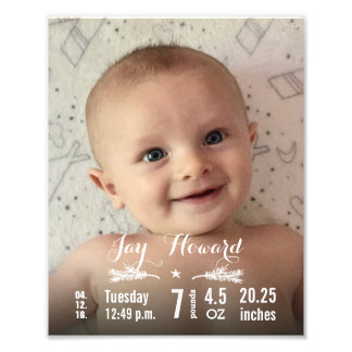 Foto de recién nacido con Baby Stats Pine Branch &