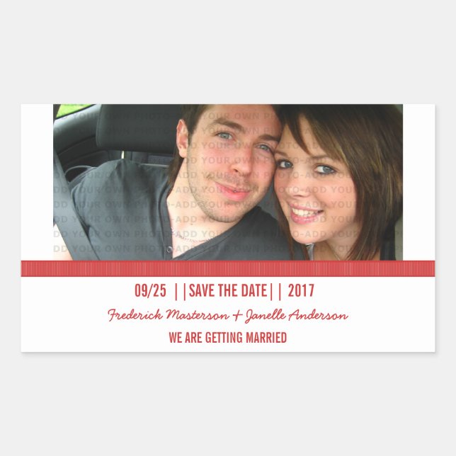 Foto de Red Modern Save the Date Pegatinas (Anverso)