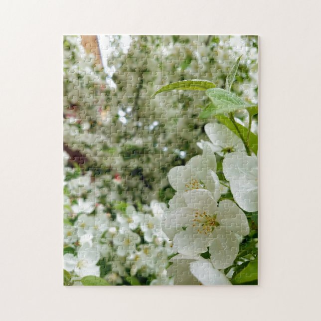 Foto de rompecabezas de árbol de flores blanco (Vertical)