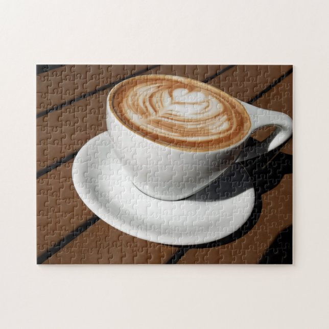 Foto de rompecabezas de café de corazón creativo (Horizontal)
