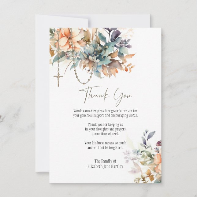 Foto de Rosario Floral  Tarjeta de Agradecimiento  (Anverso)