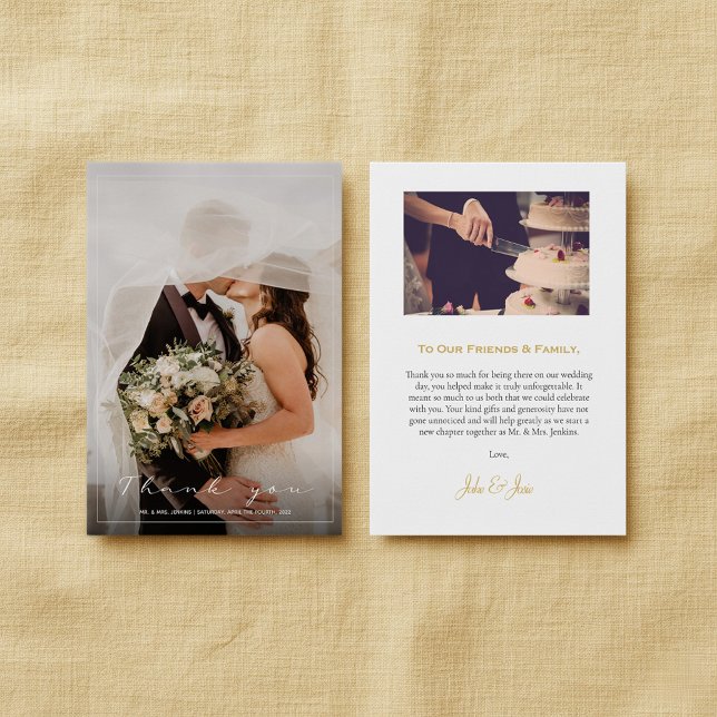 Foto de su boda, tarjeta de agradecimiento de bord (Your wedding photo, white border thank you card.)