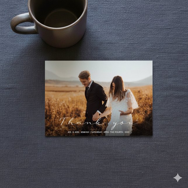 Foto de su boda, tarjeta de agradecimiento moderna (Your wedding photo, modern thank you card)