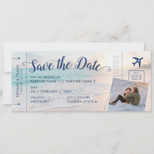 Foto de tarjeta de embarque de boda de destino de