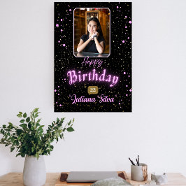 foto de tarjeta negra linda feliz cumpleaños