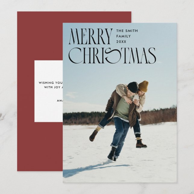 Foto de tipografía única de Navidad de Feliz (Anverso / Reverso)