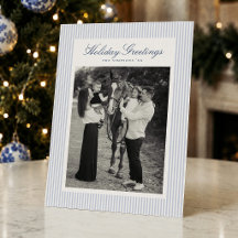 Foto de vacaciones de Navidad con raya azul elegan