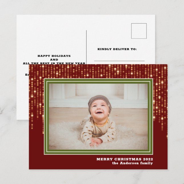 Foto de vacaciones | Tarjeta postal roja y verde P (Anverso / Reverso)