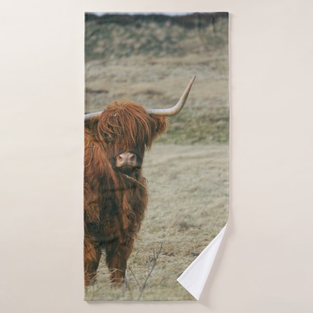 FOTO DE VINTAGE HIGHLAND CATTLE COW (Toalla de baño)