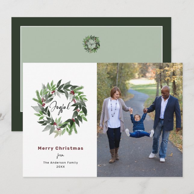 Foto de Wreath de Feliz Navidad Greenery (Anverso / Reverso)