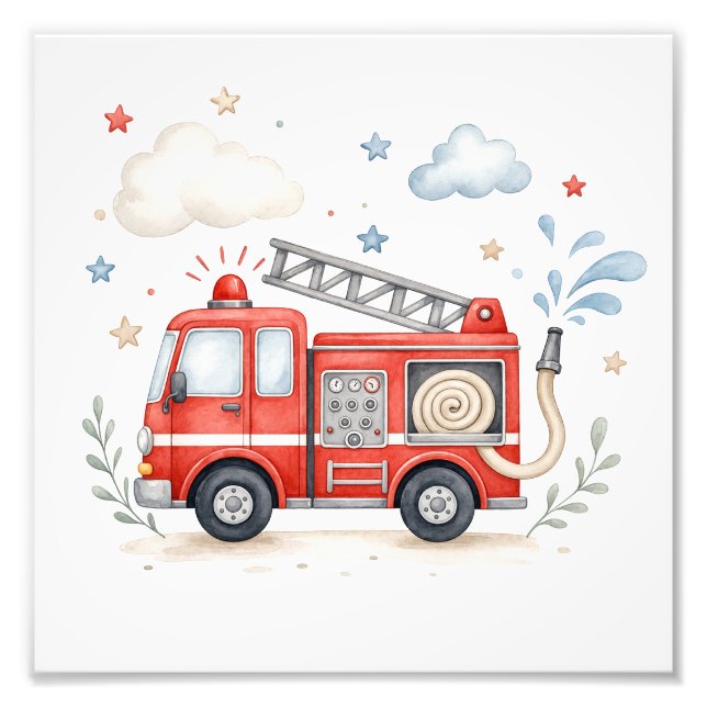 Foto Decoración de guardería de camión de bomberos (Frente)
