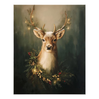 Foto Deer Tartan Christmas Poster