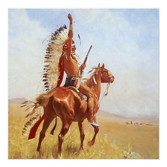 Foto "Defiance" Western Art de Frederic Remington (Frente)