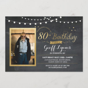 Foto del 80 aniversario de la invitación Rustic Go