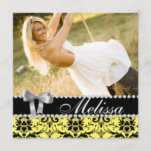 Foto del amarillo del damasco de la invitación del