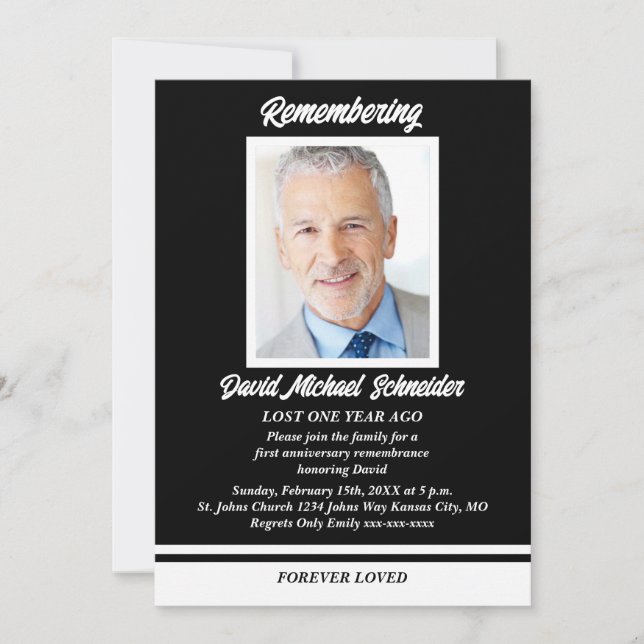 Foto del aniversario de la muerte por invitación e (Anverso)