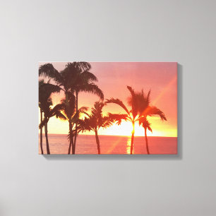 Foto del atardecer de Hawái en lienzo estirado dis
