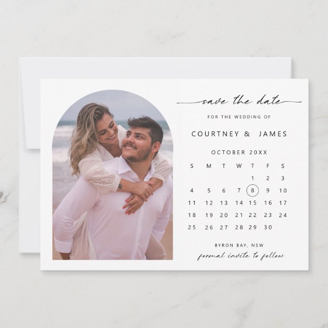 Foto del calendario de arco Guardar la invitación  (Anverso)