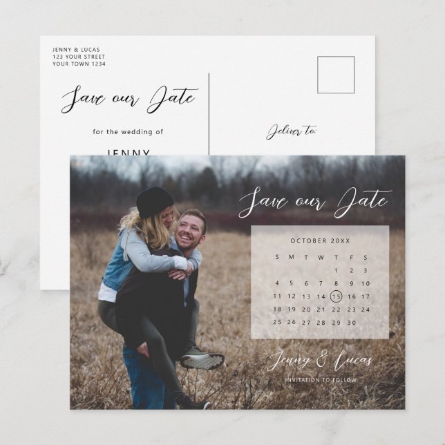 Foto del calendario Guardar la invitación de fecha (Anverso / Reverso)