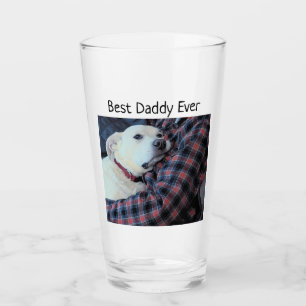 Foto del dulce perro blanco con el día del padre d