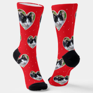 Foto del gato personalizado Tuxedo en calcetines d