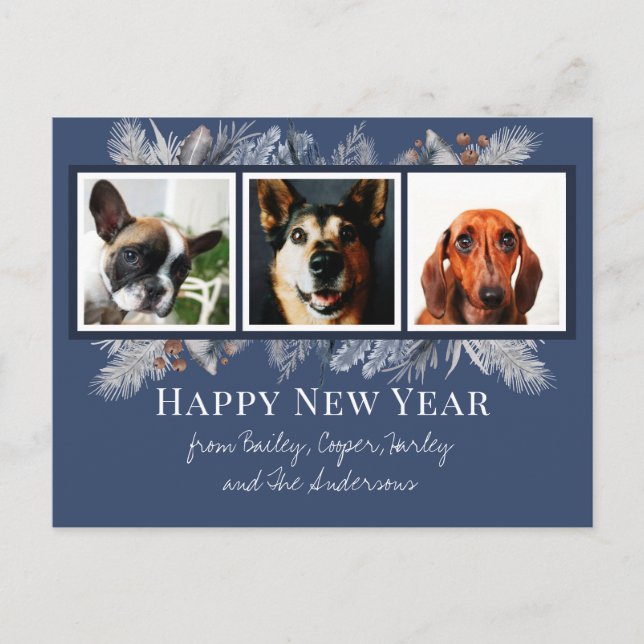 Foto del Mascota personalizado, postal de Año Nuev (Anverso)