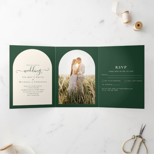 FOTO del programa RSVP de la boda verde esmeralda  (Interior)